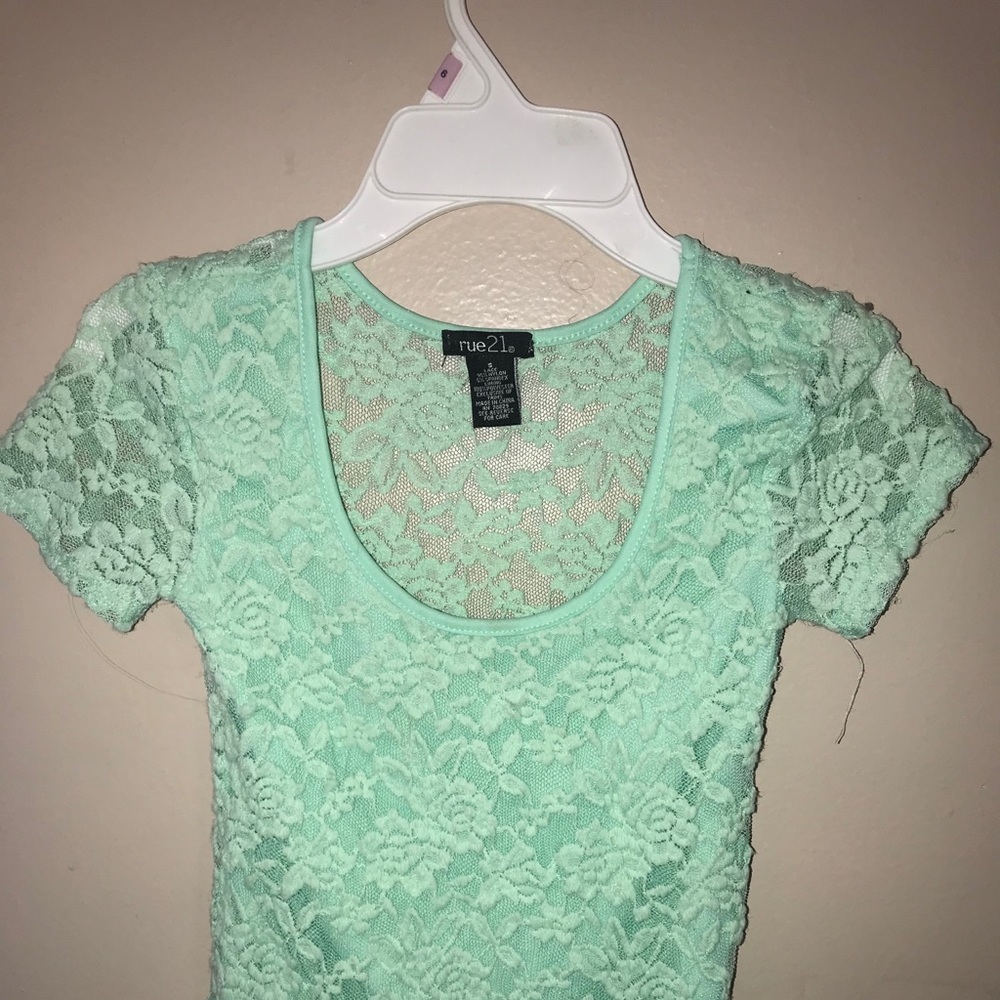 Green/Blue Lace Crop Top